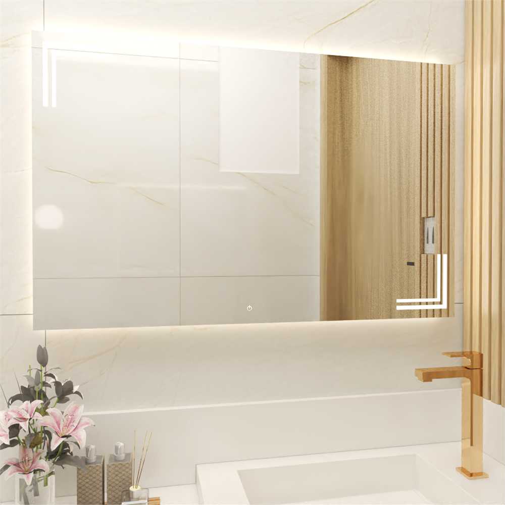 Espejo de Baño Iberia Plateado 70x110cm Rectangular y con Iluminiación Led - Espejos Decorativos | Bylmo