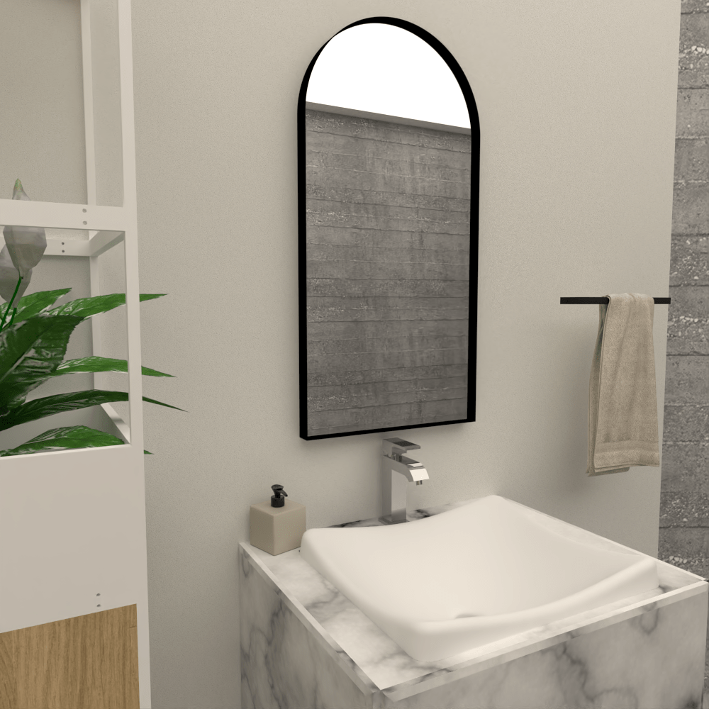 Espejo de Pared Marsella Plateado 40x80cm Arco Superior con Marco Metalico - Espejos Decorativos | Bylmo