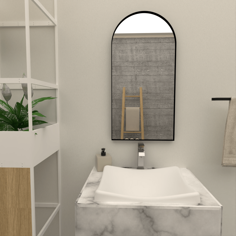 Espejo de Pared Marsella Plateado 40x80cm Arco Superior con Marco Metalico - Espejos Decorativos | Bylmo