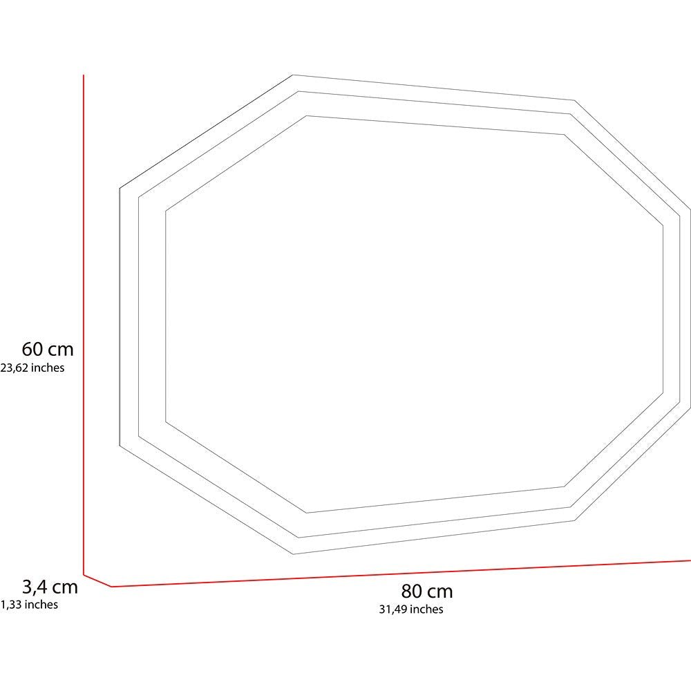 Espejo de Baño Mizu Plateado 80x60cm Octagonal y con Iluminiación Led - Espejos de Baño | Bylmo