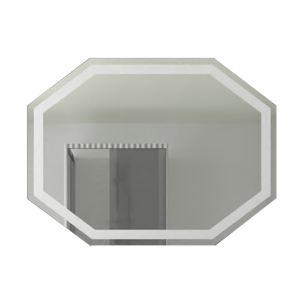 Espejo de Baño Led Mizu Plateado 80x60cm Hexagono con Sandblasting - Espejos de Baño | Bylmo