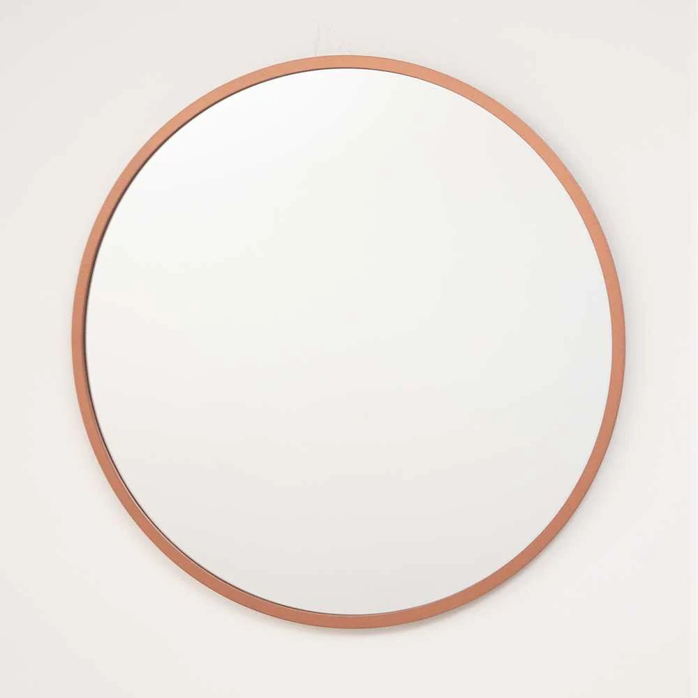 Espejo de Pared Oro Rosa 40x40cm Redondo con Marco En Madera - Espejos Decorativos | Bylmo