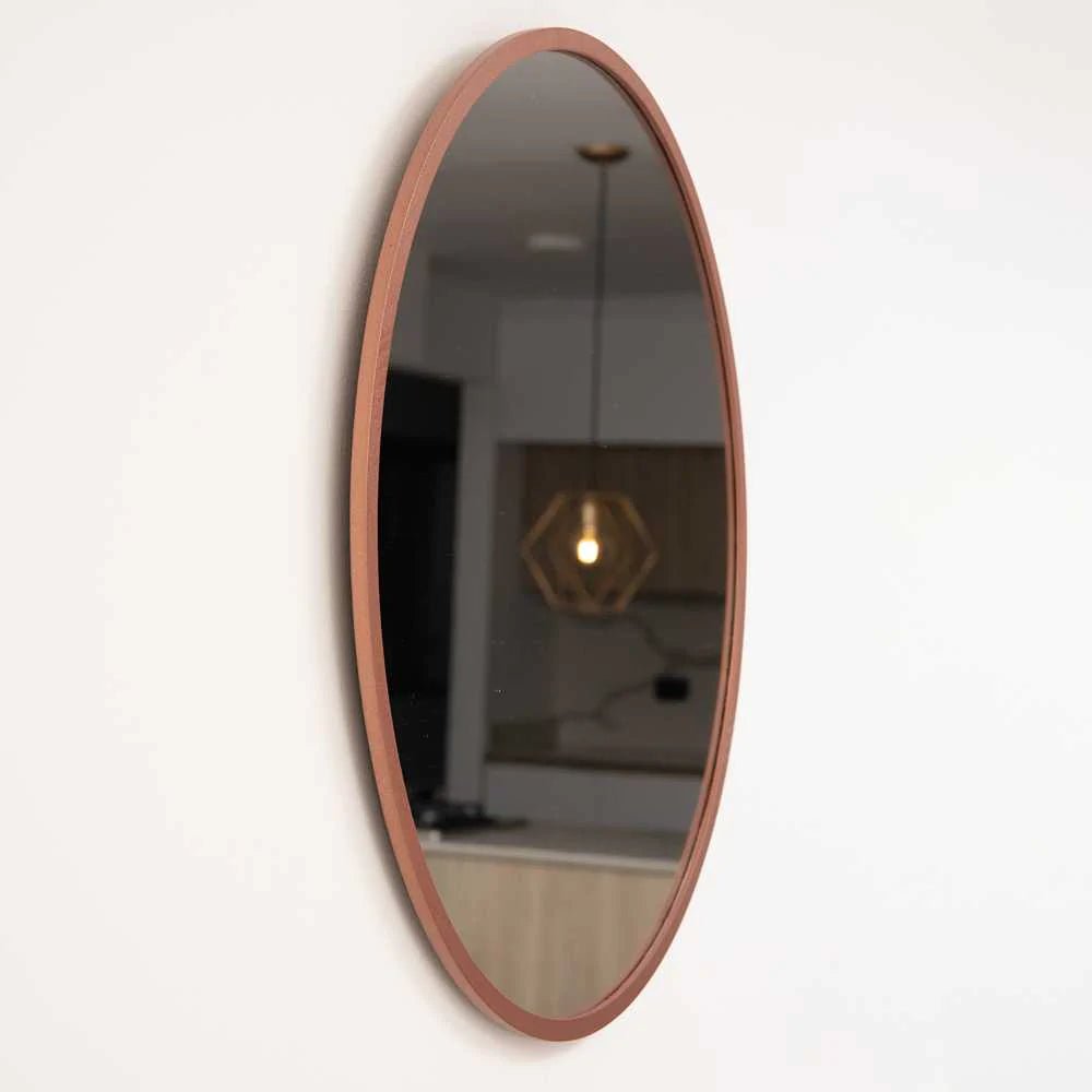 Espejo de Pared Oro Rosa 40x40cm Redondo con Marco En Madera - Espejos Decorativos | Bylmo