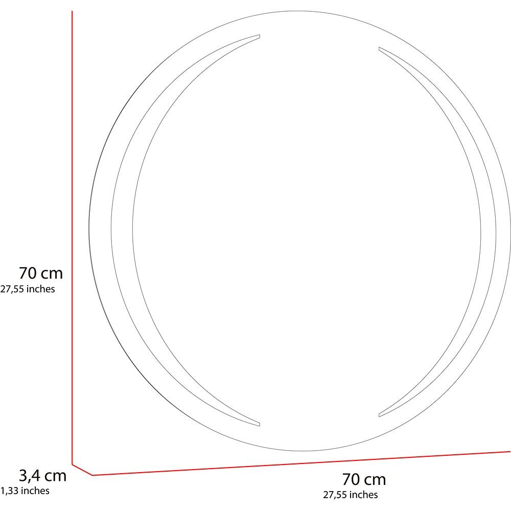 Espejo de Baño Oliver Plateado 70x70cm Redondo y con Iluminiación Led - Espejos de Baño | Bylmo