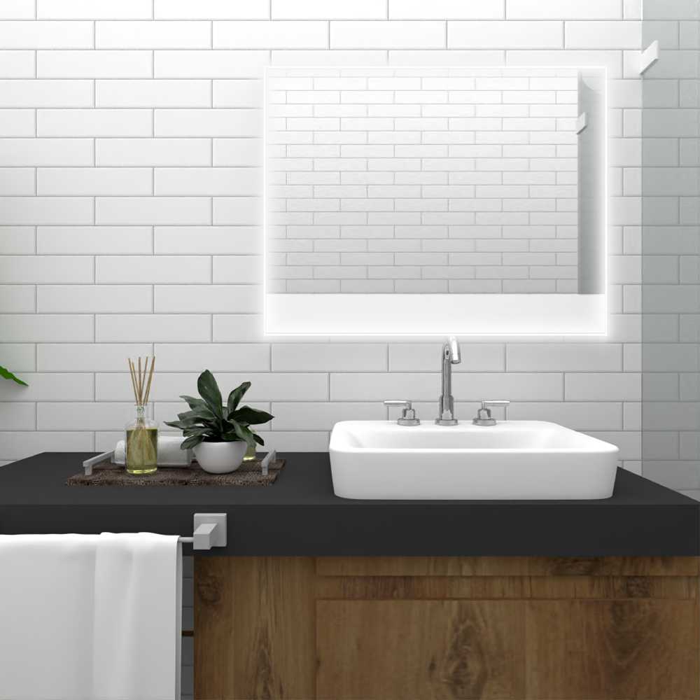 Espejo de Baño Palermo Plateado 90x70cm Rectangular y con Iluminiación Led - Espejos Decorativos | Bylmo