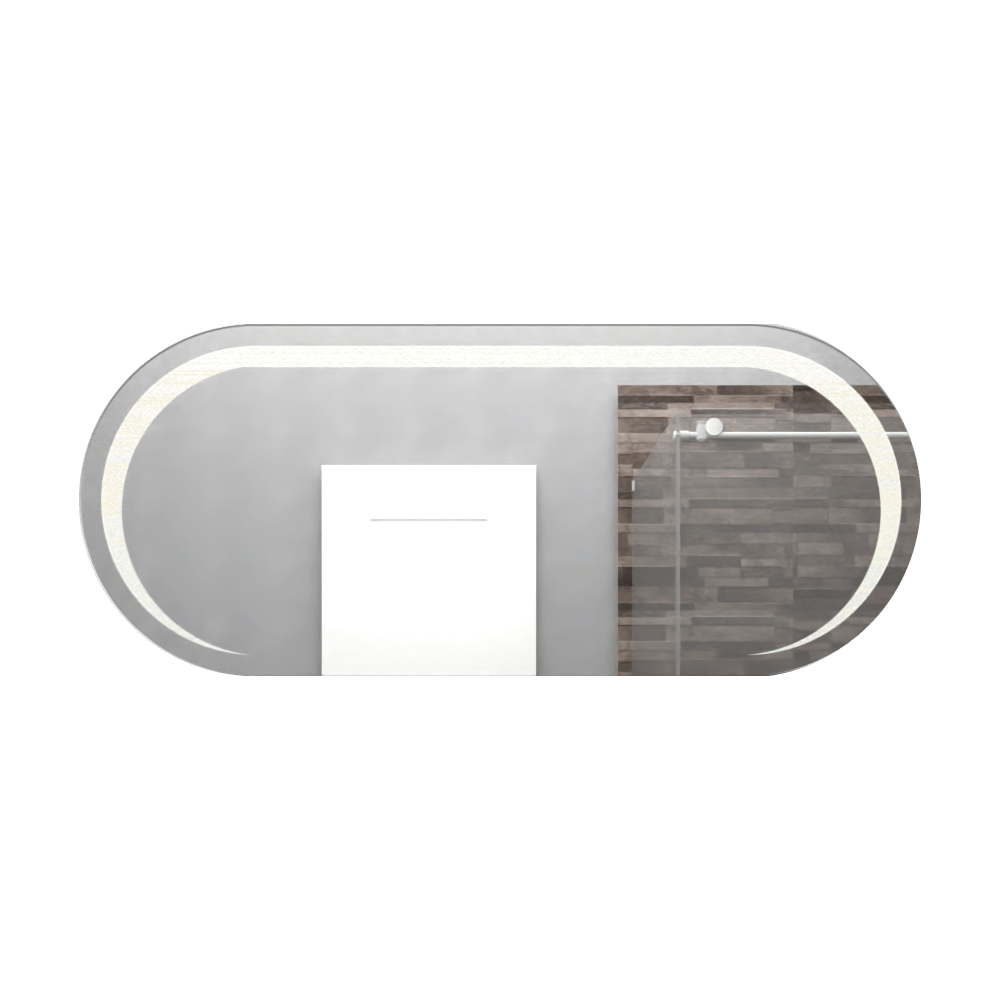 Espejo de Baño Led Veron Plateado 120x50cm Ovalado con Sandblasting - Espejos de Baño | Bylmo