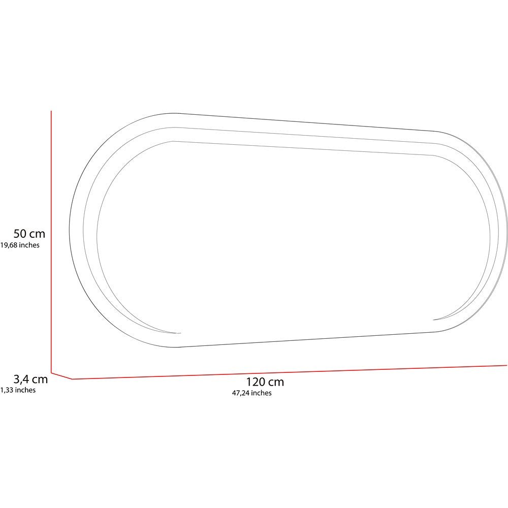 Espejo de Baño Led Veron Plateado 120x50cm Ovalado con Sandblasting - Espejos de Baño | Bylmo