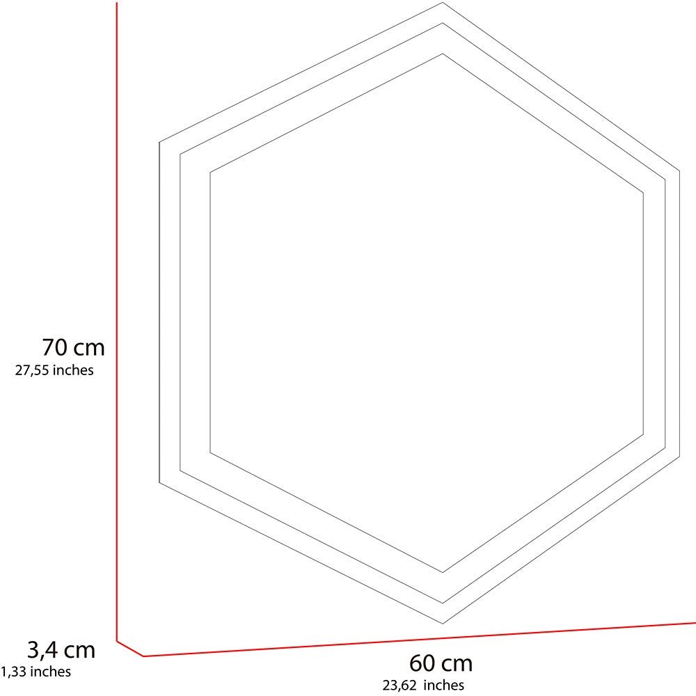Espejo de Baño Led Touch Wolf Plateado 70x70cm Hexagono con Sandblasting - Espejos de Baño | Bylmo