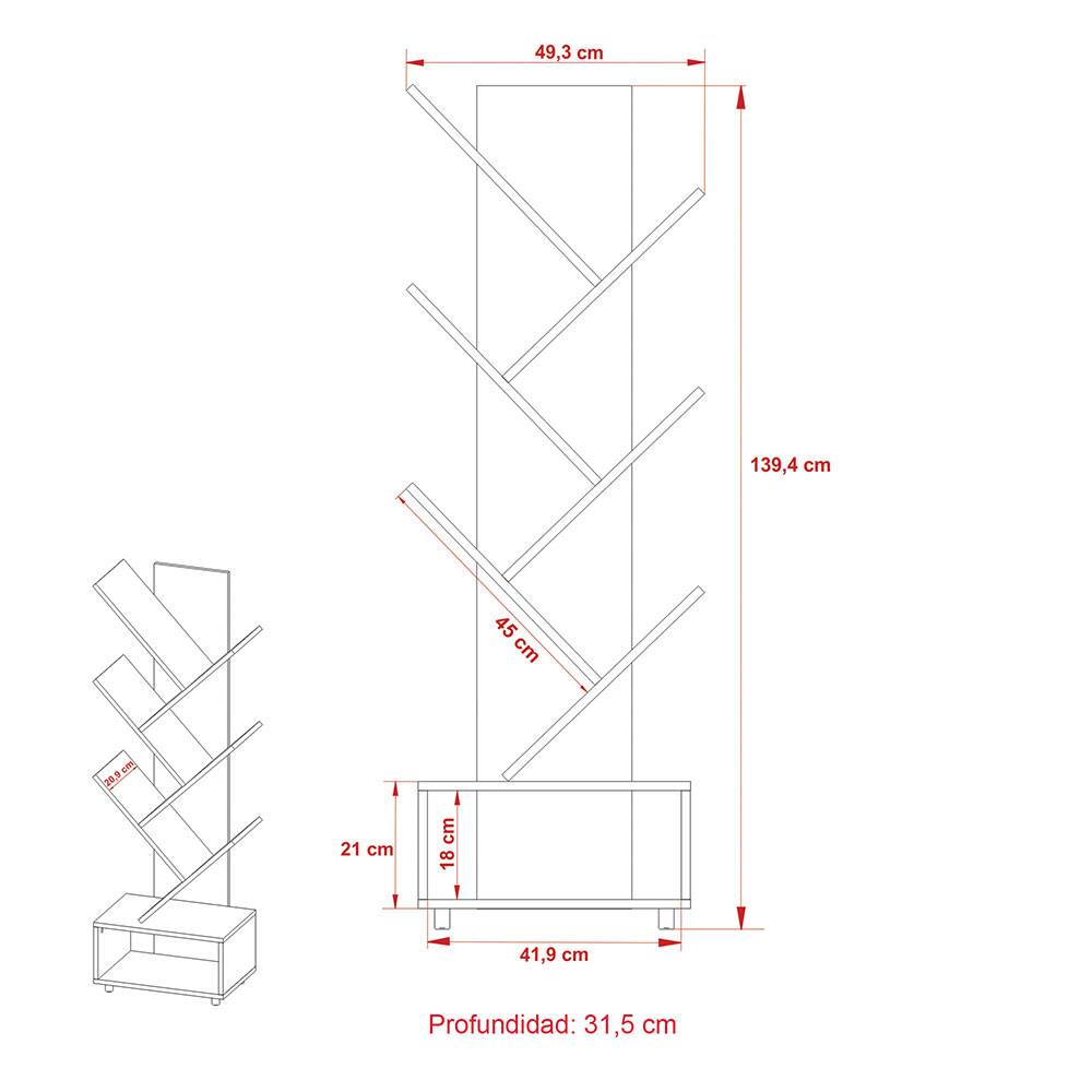 Biblioteca Gloria Almendra y Gris 49 cm - Bibliotecas | Bylmo