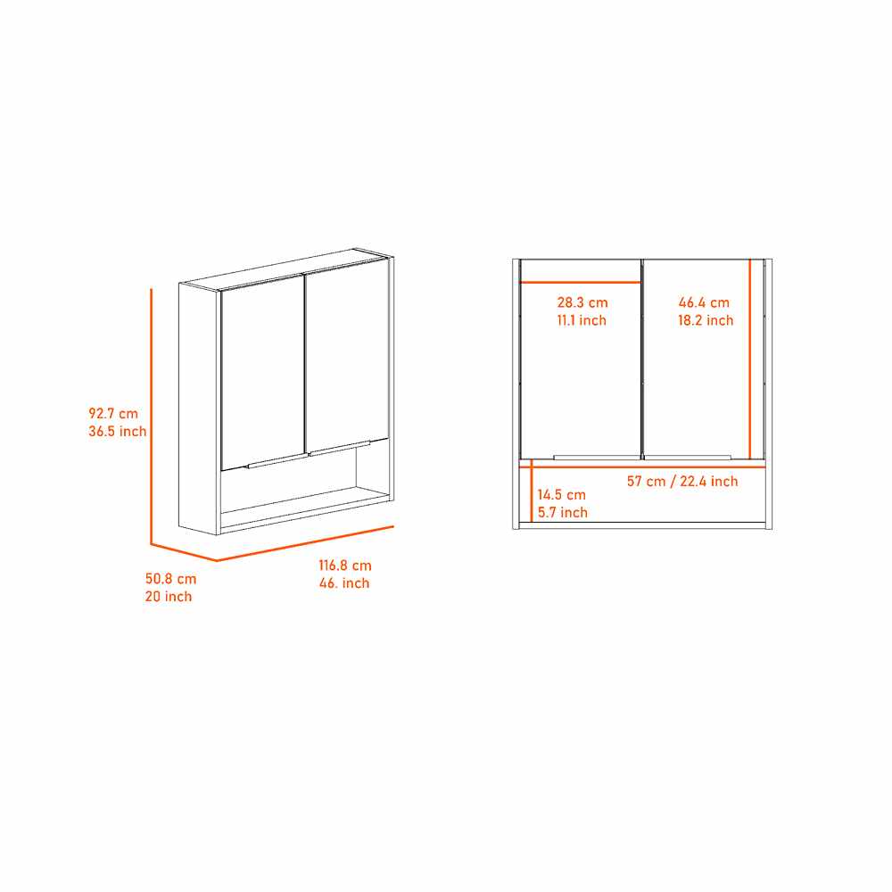 Gabinete de Baño Laguna Wengue 60x63cm Cuadrado con Espejo y con Cuatro Entrepaños - Gabinetes de Baño | Bylmo