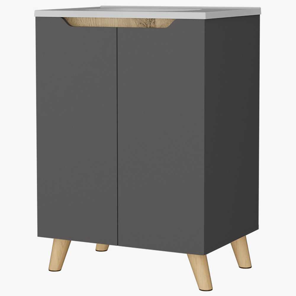 Gabinete de Baño Laurent Plomo 60 cm Incluye Lavamanos - Gabinetes de Baño | Bylmo