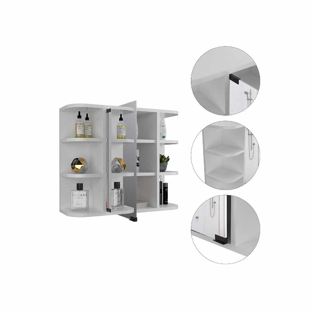 Gabinete de Baño Naviera Blanco 60x50cm Cuadrado con Espejo y con Cuatro Entrepaños - Gabinetes de Baño | Bylmo