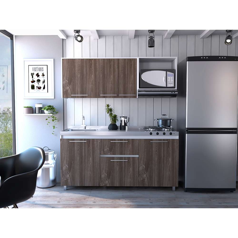 Cocina Ravel Siena y Blanco 180 cm con Mesón - Cocinas | Bylmo