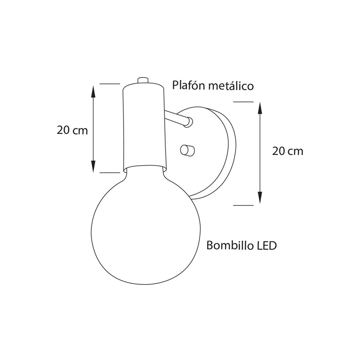 Lámpara de Pared LED Mercury Negro 12x22cm de Una Luz con Bombilla - Iluminacion | Bylmo