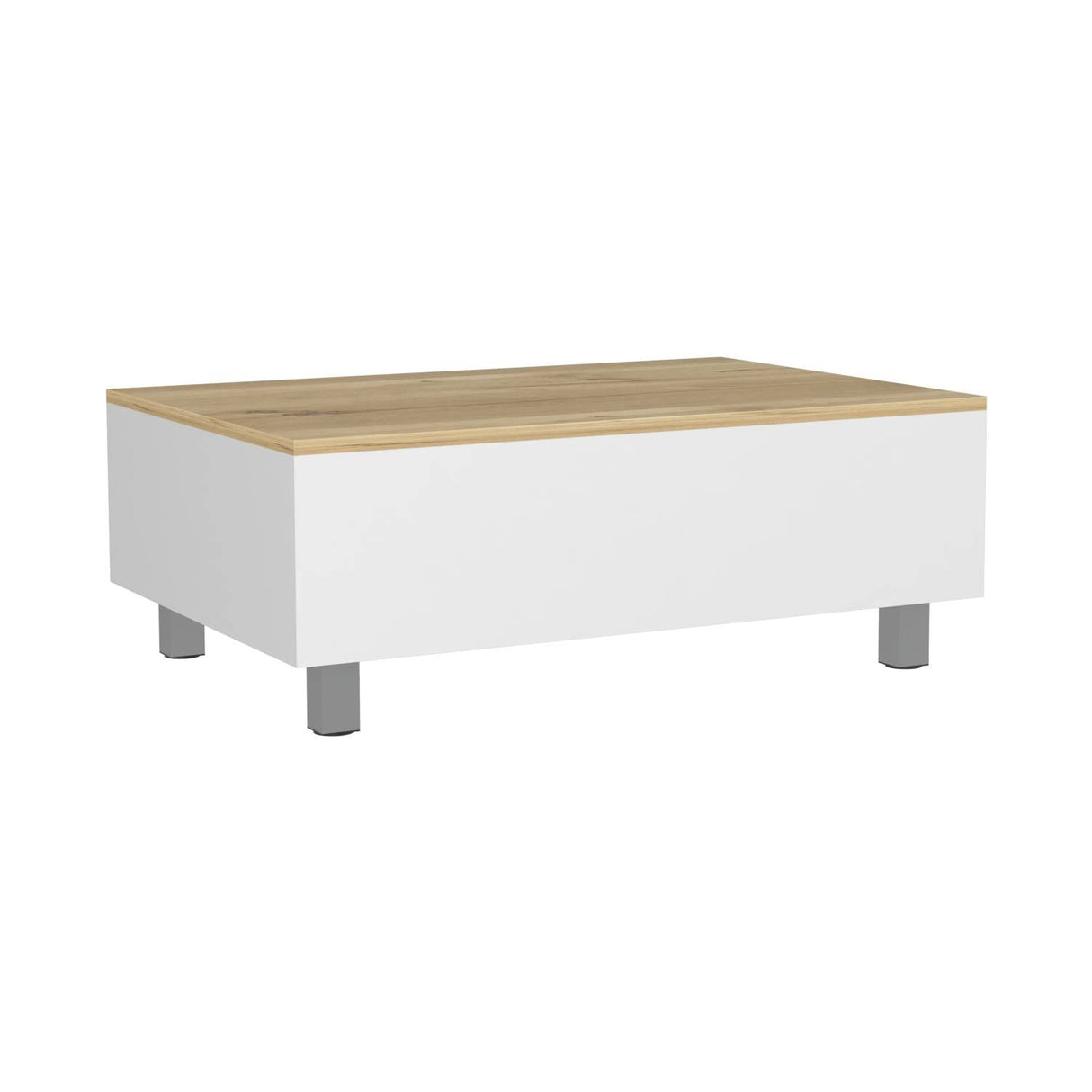 Mesa de Centro Gambia Blanco 80x29.75cm Rectangular con Patas y con Compartimientos - Mesas de Centro | Bylmo