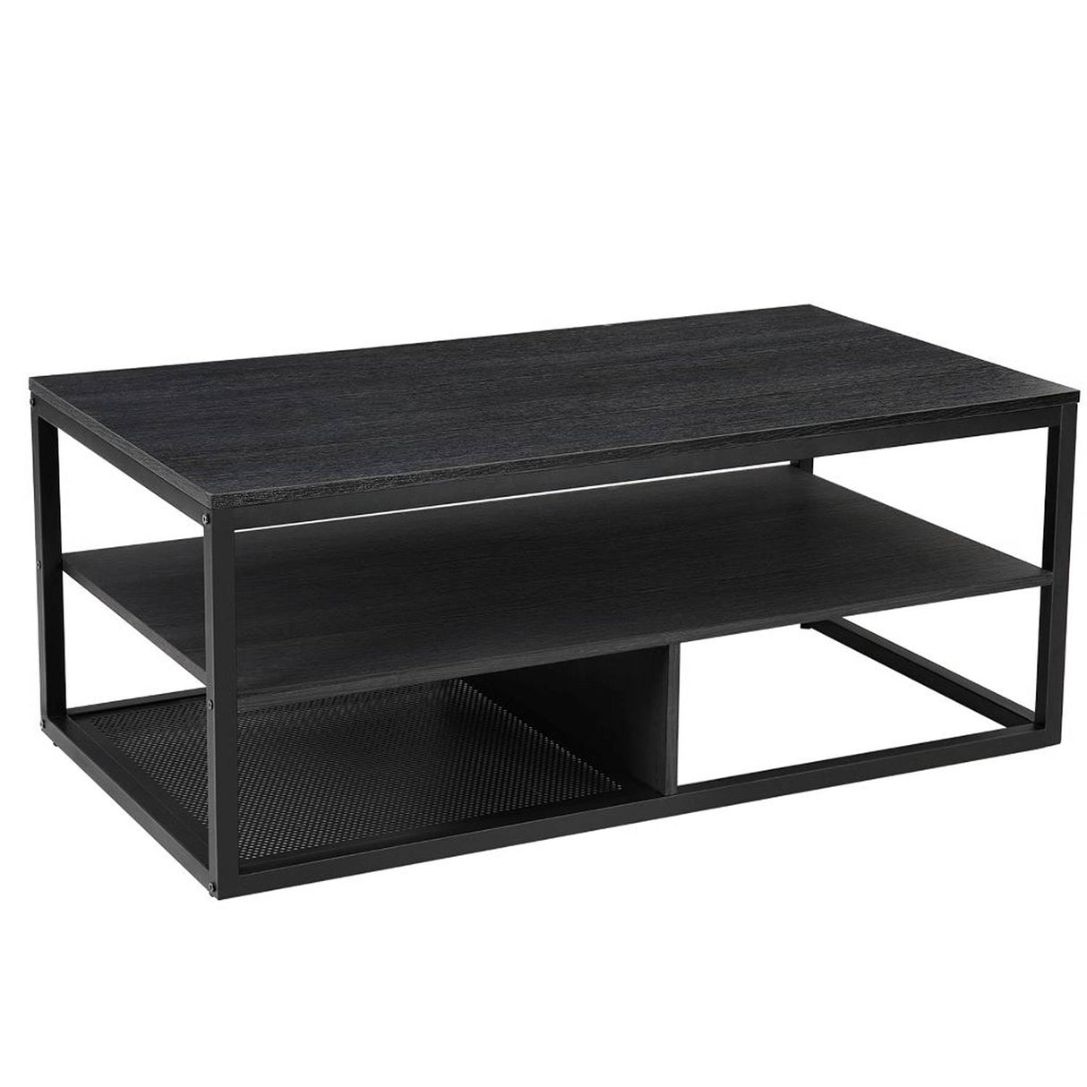 Mesa de Centro Negro 100x45cm Rectangular y con Compartimientos - Mesas de Centro | Bylmo