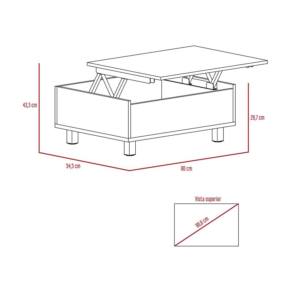 Mesa de Centro Ceniza 80x29cm Rectangular Transformable Con Patas - Mesas | Bylmo
