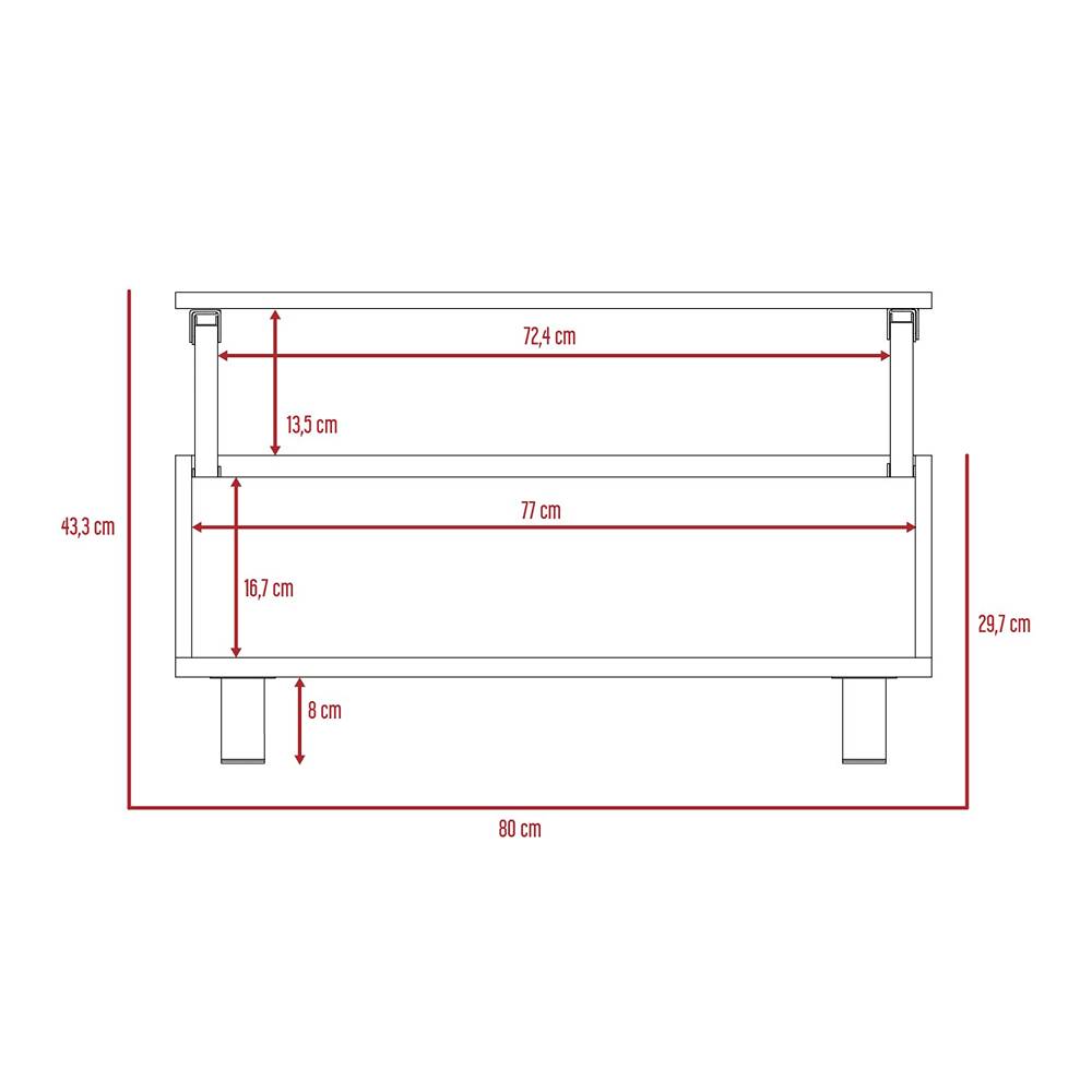 Mesa de Centro Ceniza 80x29cm Rectangular Transformable Con Patas - Mesas | Bylmo