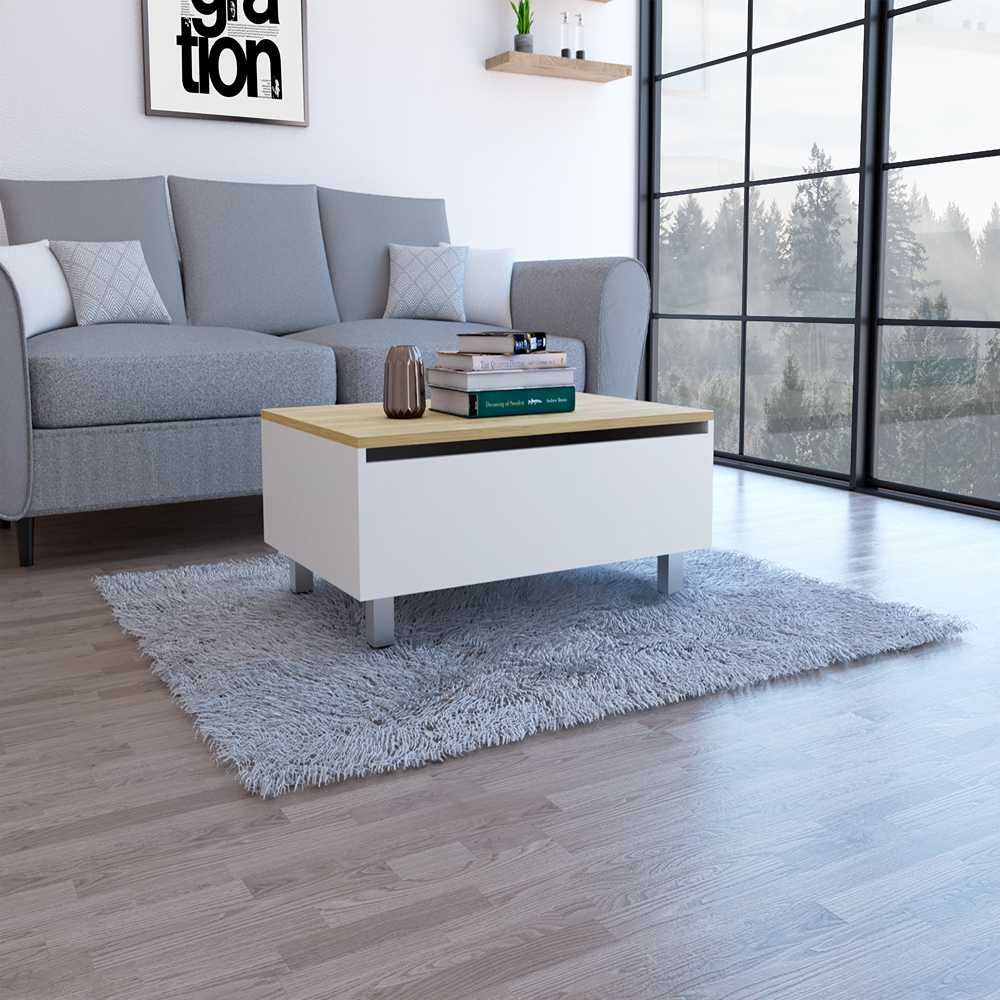 Mesa de Centro Gamba Blanco 80 cm Extensible - Mesas de Centro | Bylmo