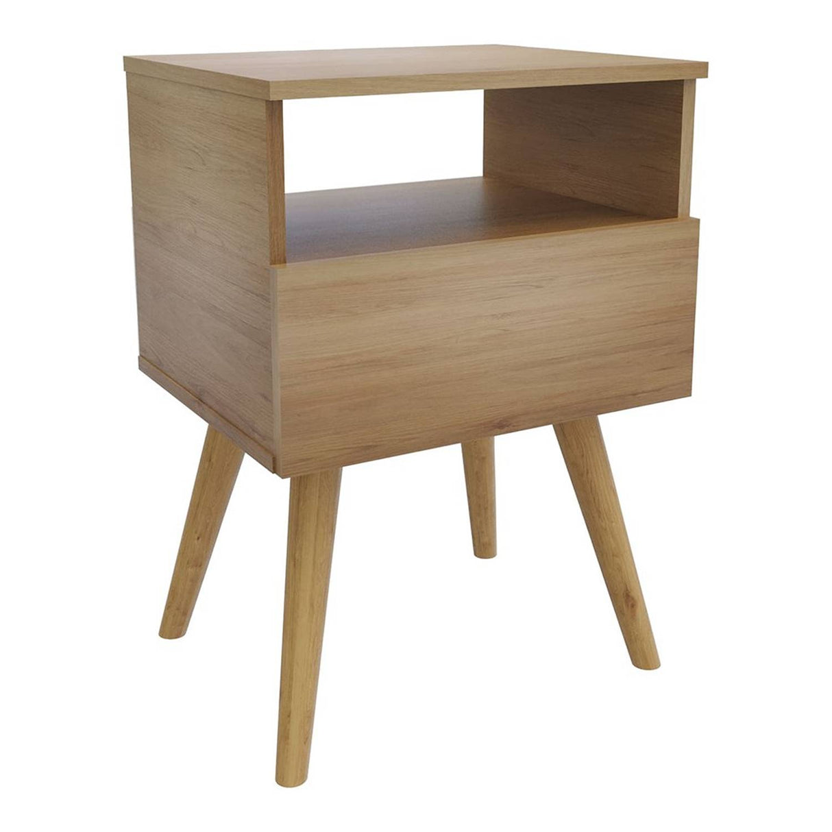 Mesa de Noche York Rovere 45x63.4cm con Un Cajón y con Un Compartimiento - Mesas de Noche | Bylmo