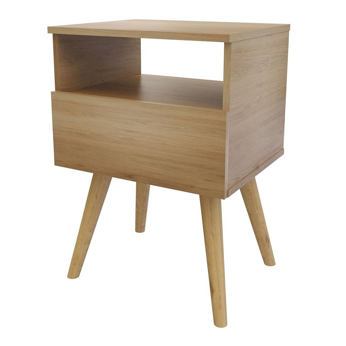 Mesa de Noche York Rovere 45x63.4cm con Un Cajón y con Un Compartimiento - Mesas de Noche | Bylmo