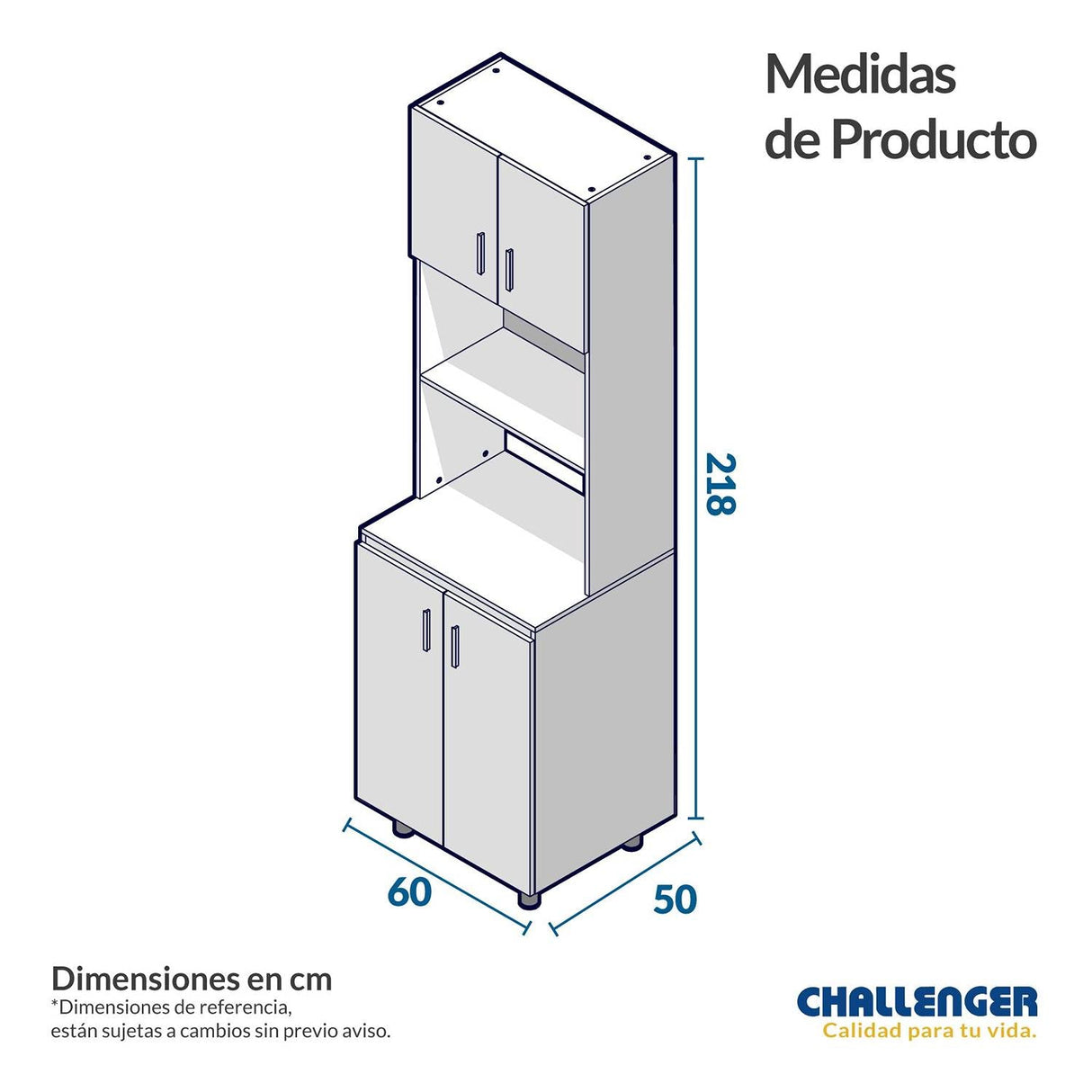 Mueble Microondas Pelica Dark 60 cm con Cuatro Puertas - Cocinas | Bylmo