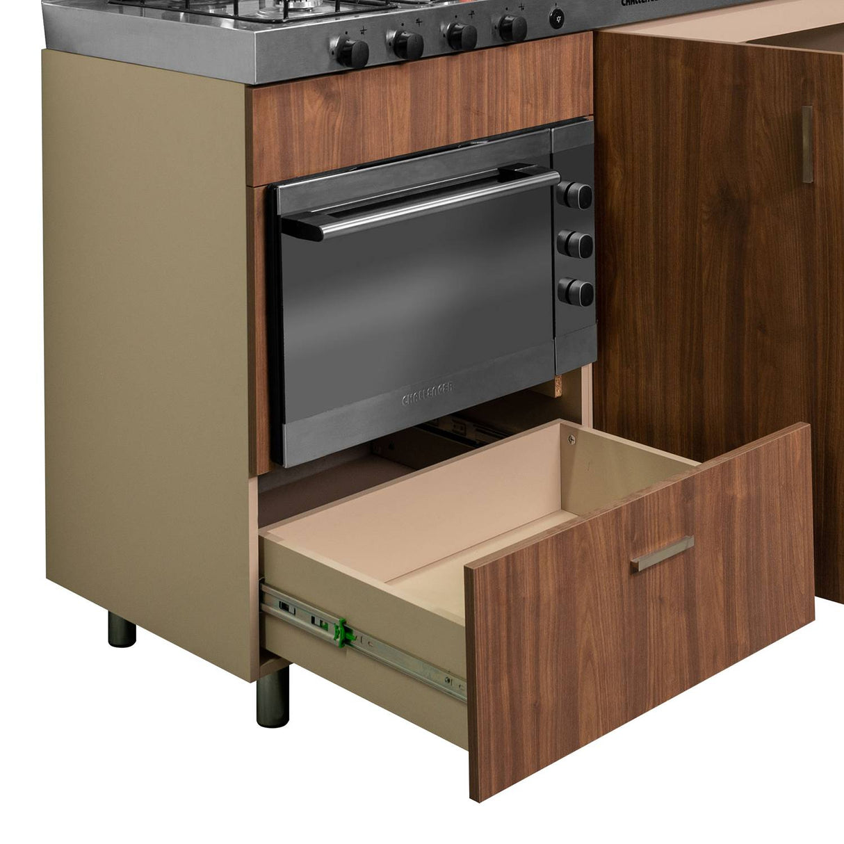 Mueble Inferior con Tres Puertas y Un Cajón Saur Dark 180 cm sin Mesón - Cocinas | Bylmo