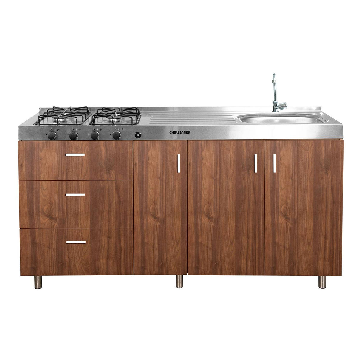 Mueble Inferior con Tres Puertas y Tres Cajones Felix Dark 180 cm sin Mesón - Cocinas | Bylmo