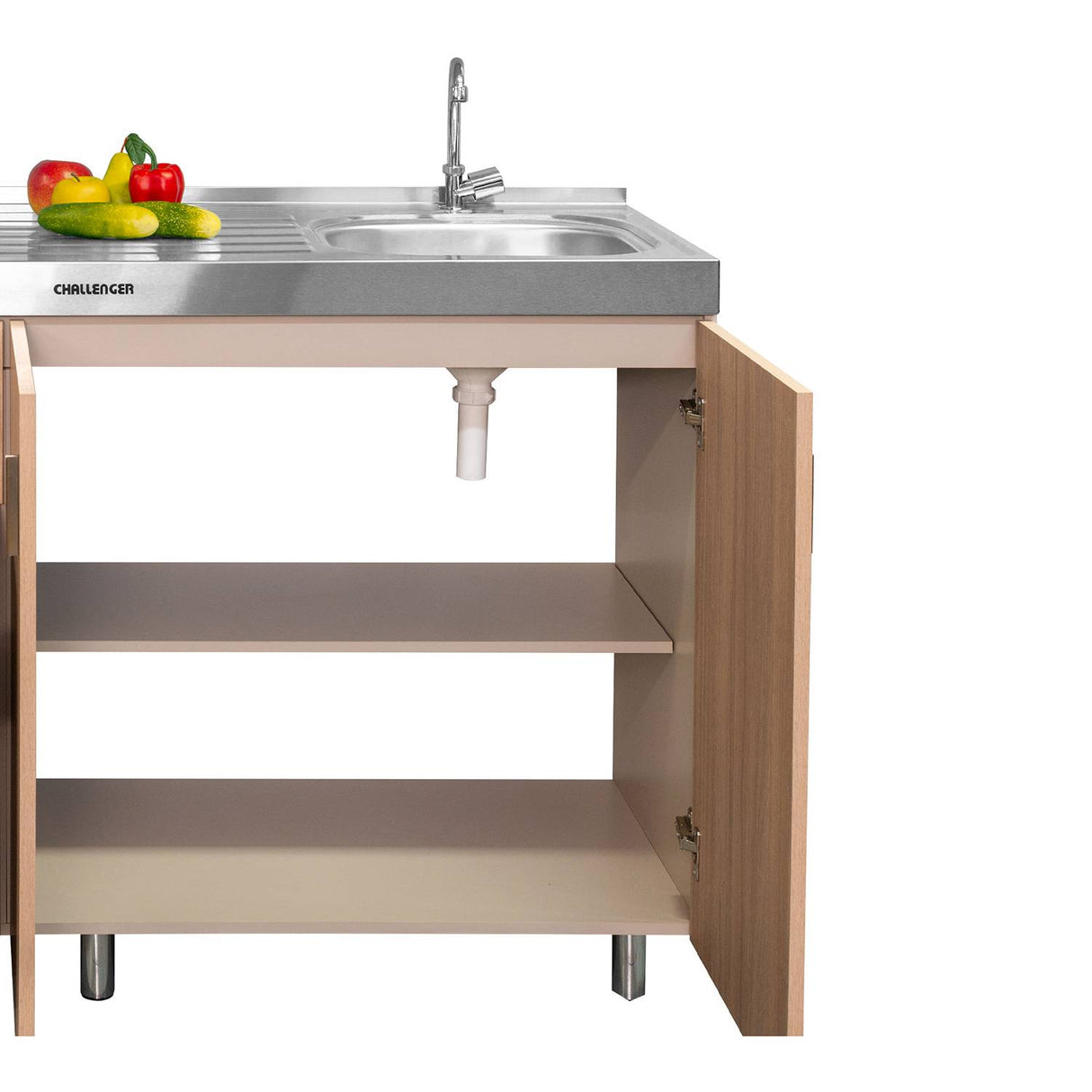 Mueble Inferior con Tres Puertas y Tres Cajones Felix Amber 180 cm sin Mesón - Cocinas | Bylmo