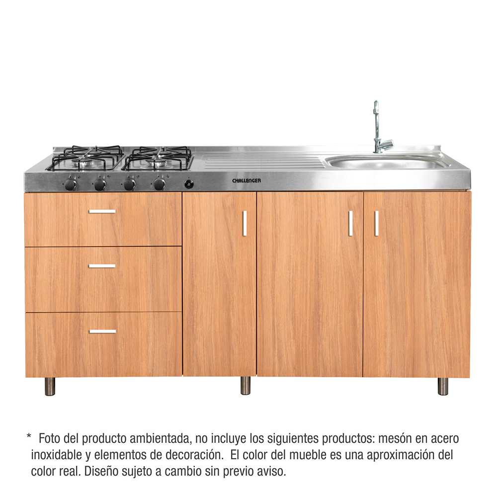 Mueble Inferior con Tres Puertas y Tres Cajones Louis Amber 180 cm - Muebles Inferiores | Bylmo