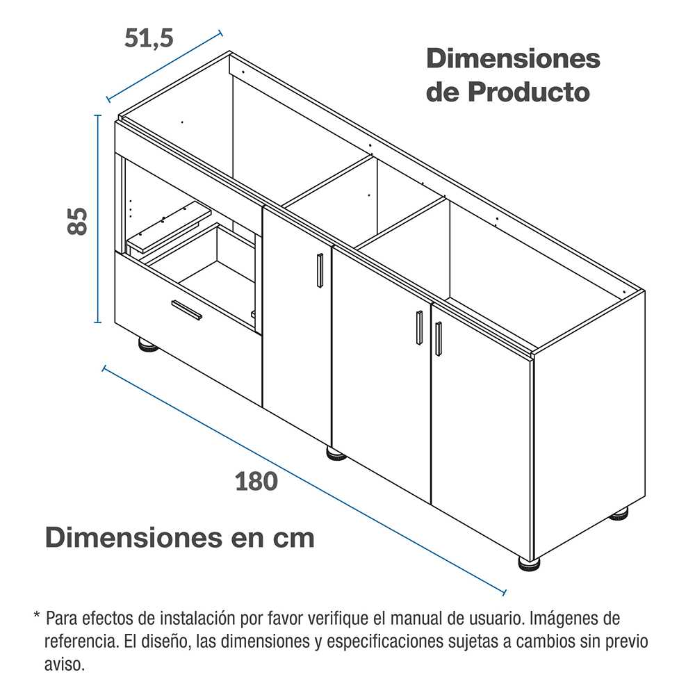 Mueble Inferior con Tres Puertas y Un Cajón Sansa Amber 180 cm - Muebles Inferiores | Bylmo