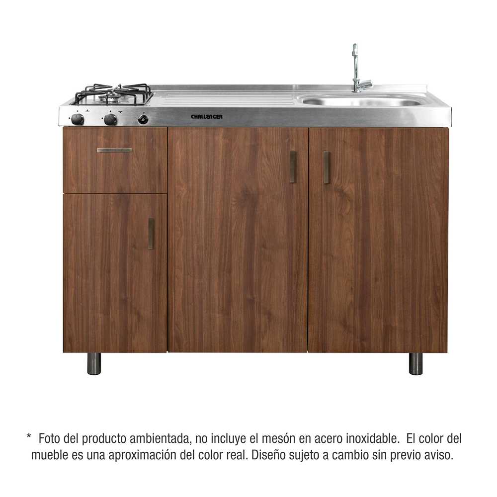 Mueble Inferior con Tres Puertas y Un Cajón Soldeu Dark 118 cm Sin Mesón - Muebles Inferiores | Bylmo