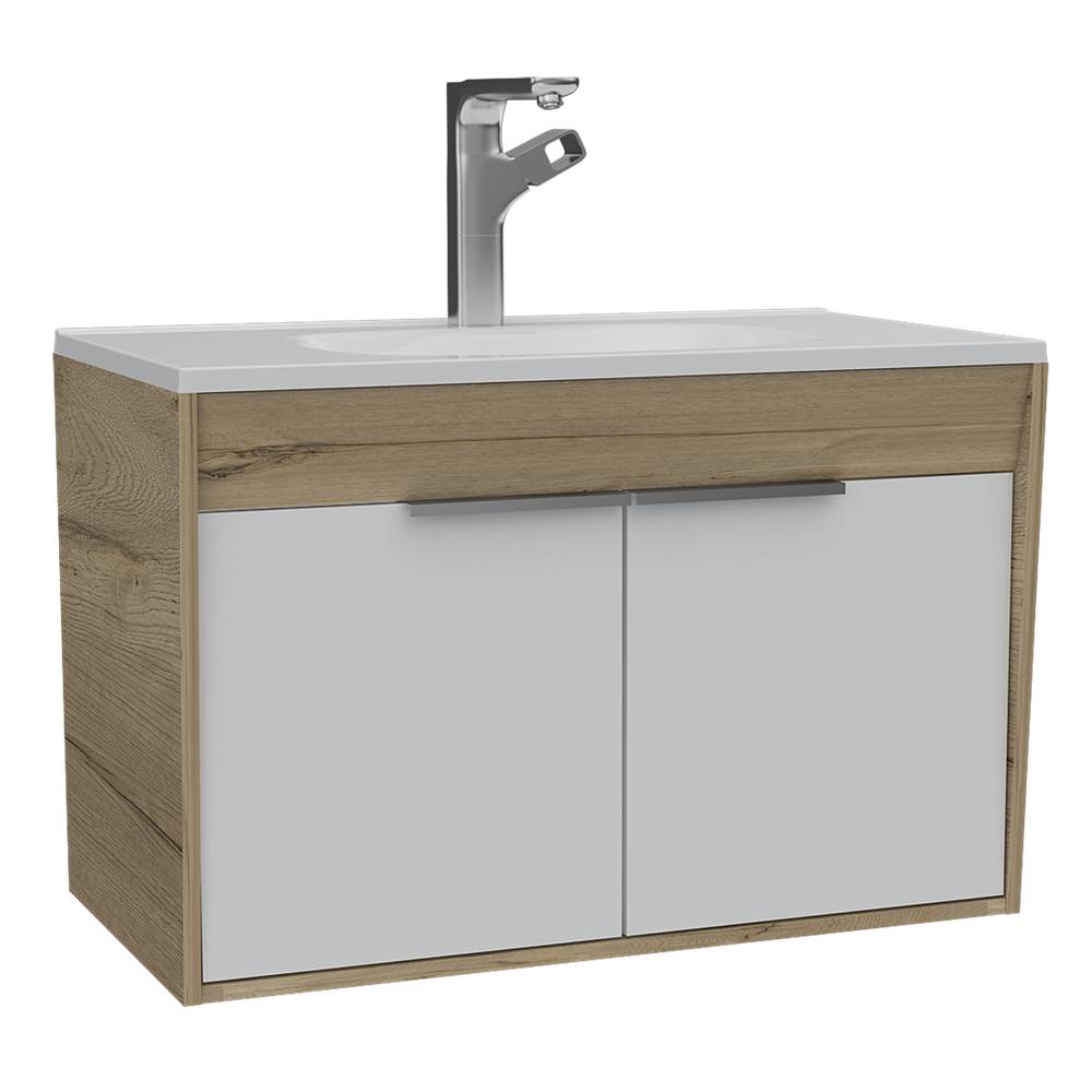 Mueble Carter Duna y Blanco 80 cm Flotante con Dos Puertas - Gabinetes | Bylmo