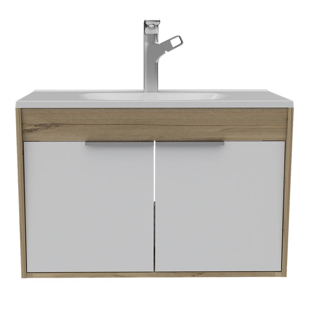 Mueble Carter Duna y Blanco 80 cm Flotante con Dos Puertas - Gabinetes | Bylmo