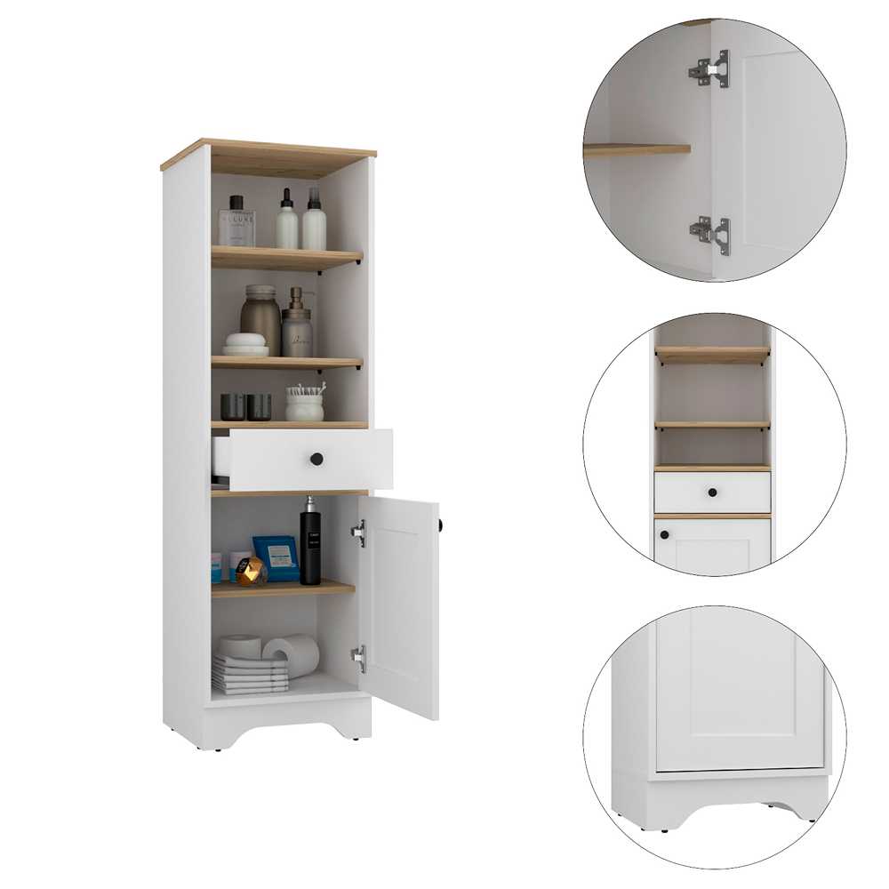 Optimizador de Baño BiColor Blanco 45x45cm con Un Cajón y con Dos Entrepaños - Muebles para Baño | Bylmo