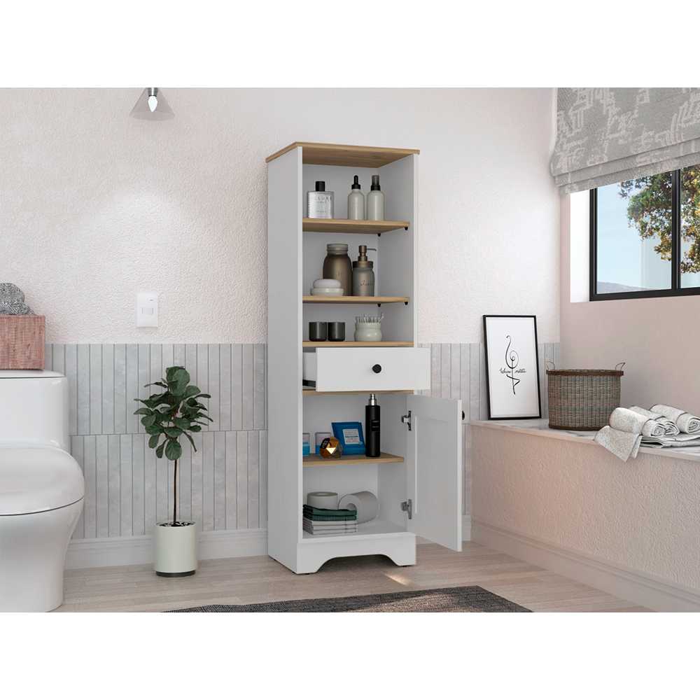 Optimizador de Baño BiColor Blanco 45x45cm con Un Cajón y con Dos Entrepaños - Muebles para Baño | Bylmo