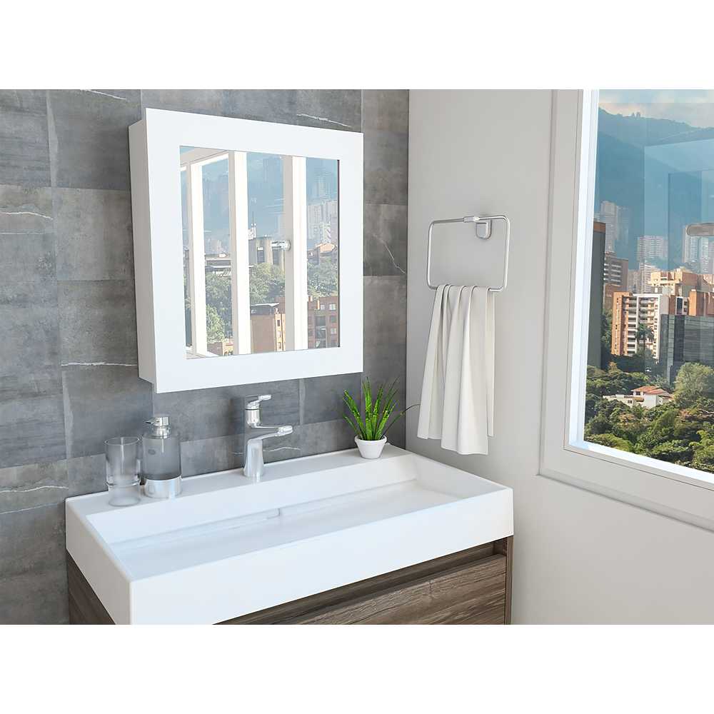 Gabinete de Baño Cuadrado Labelle Blanco 50x50cm con Espejo y con Una Puerta - Muebles para Baño | Bylmo