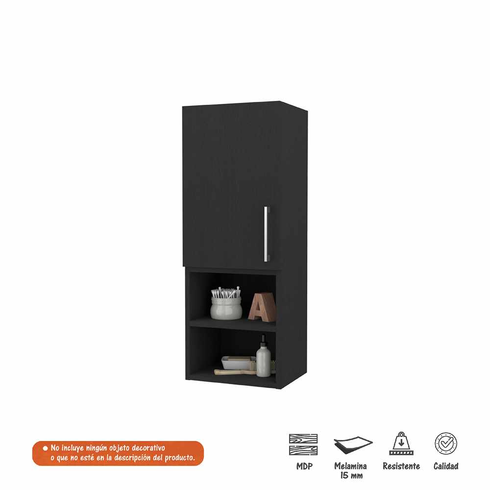 Gabinete de Baño Rectangular Lotus Wengue 30x80cm sin Espejo y con Una Puerta - Muebles para Baño | Bylmo