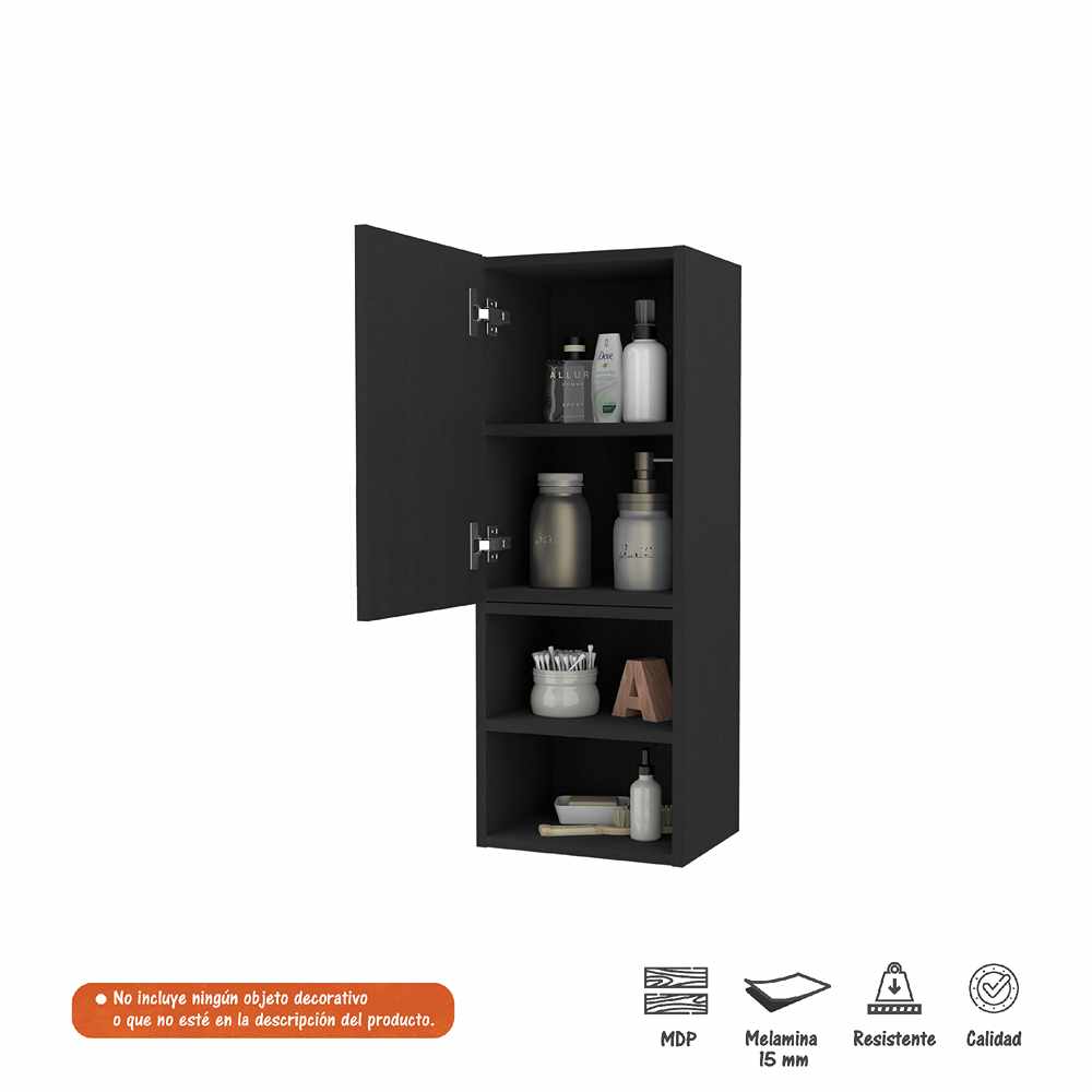 Gabinete de Baño Rectangular Lotus Wengue 30x80cm sin Espejo y con Una Puerta - Muebles para Baño | Bylmo