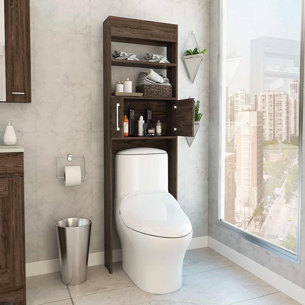 Ahorrador de Espacio para Baño Madrid Coñac 62.4x160cm sin Cajones y con Un Entrepaño - Muebles para Baño | Bylmo
