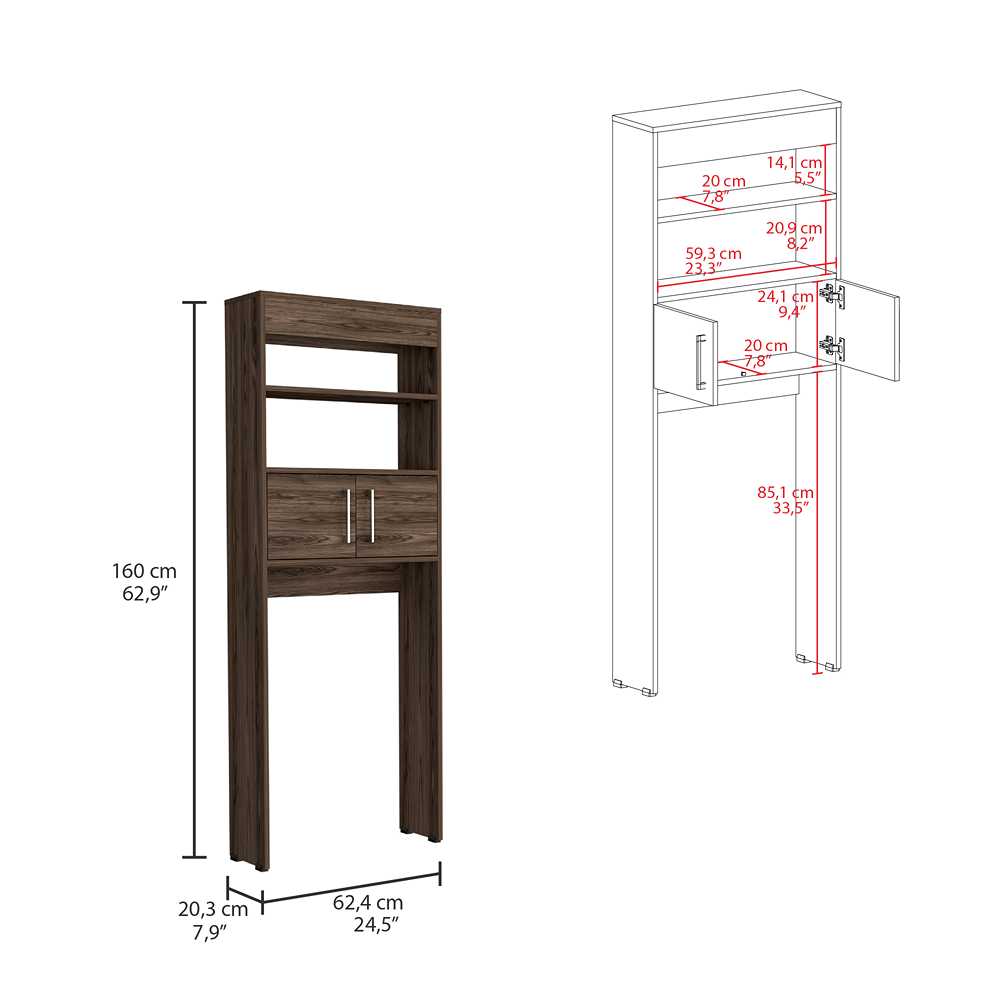 Ahorrador de Espacio para Baño Madrid Coñac 62.4x160cm sin Cajones y con Un Entrepaño - Muebles para Baño | Bylmo