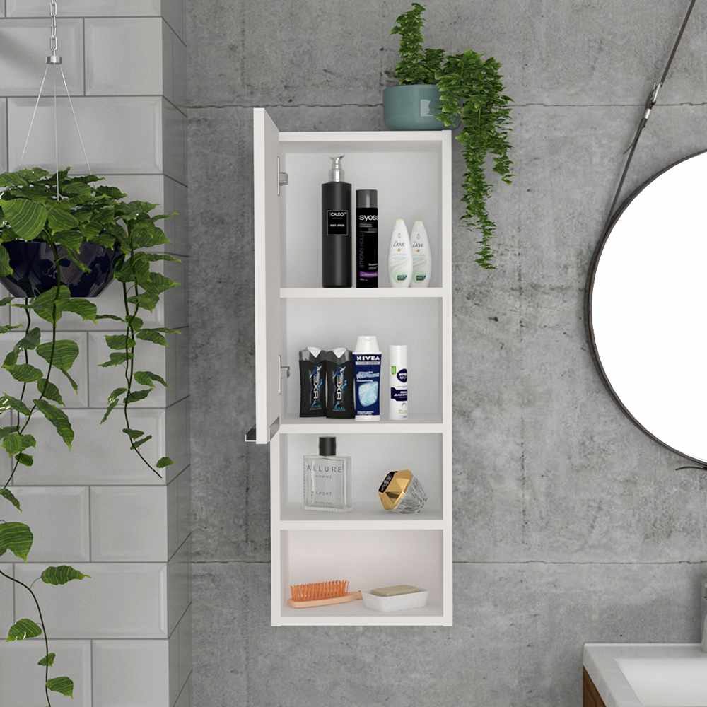 Gabinete de Baño Rectangular Operative Blanco 30x82cm sin Espejo y con Una Puerta - Muebles para Baño | Bylmo