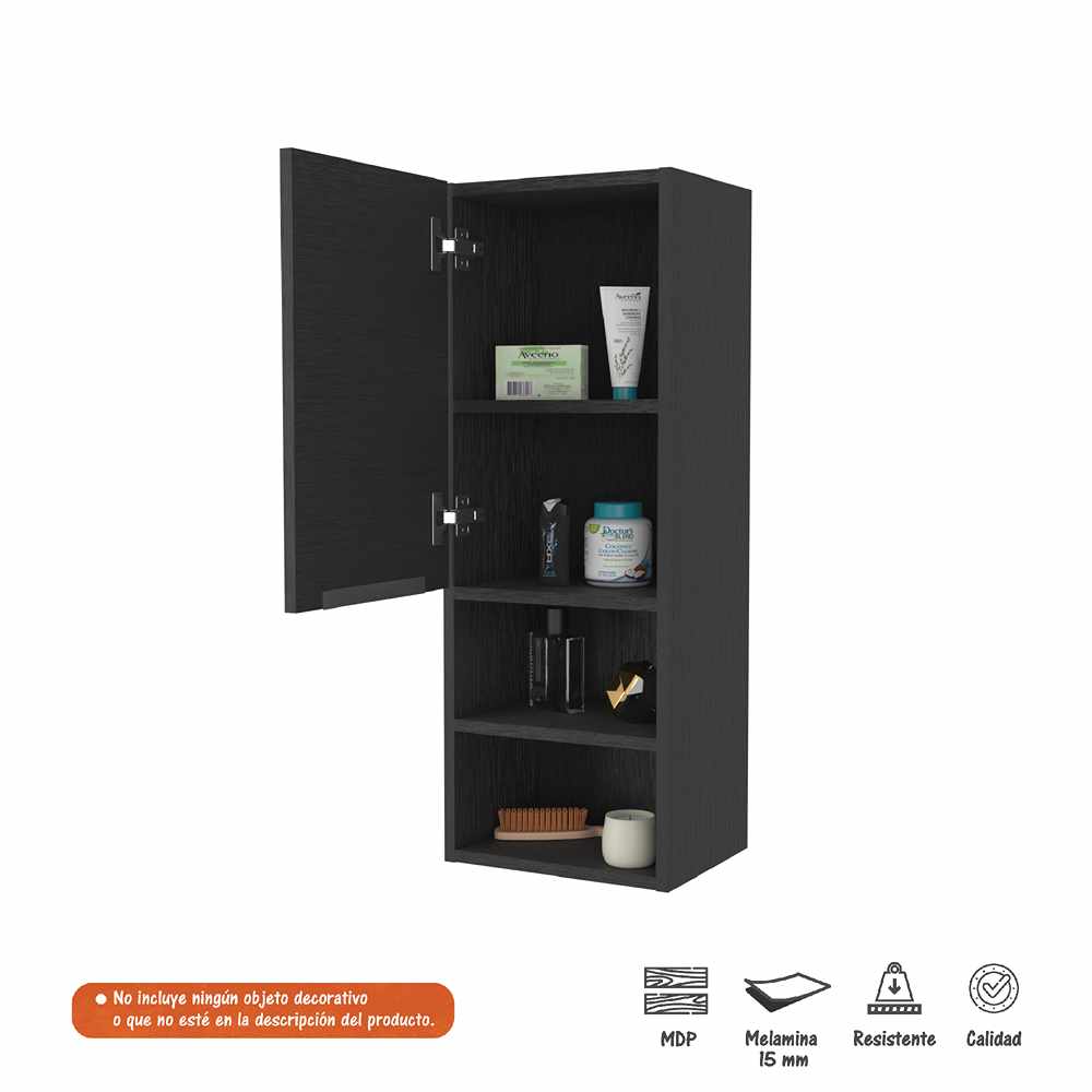 Gabinete de Baño Rectangular Operative Wengue 30x82cm sin Espejo y con Una Puerta - Muebles para Baño | Bylmo