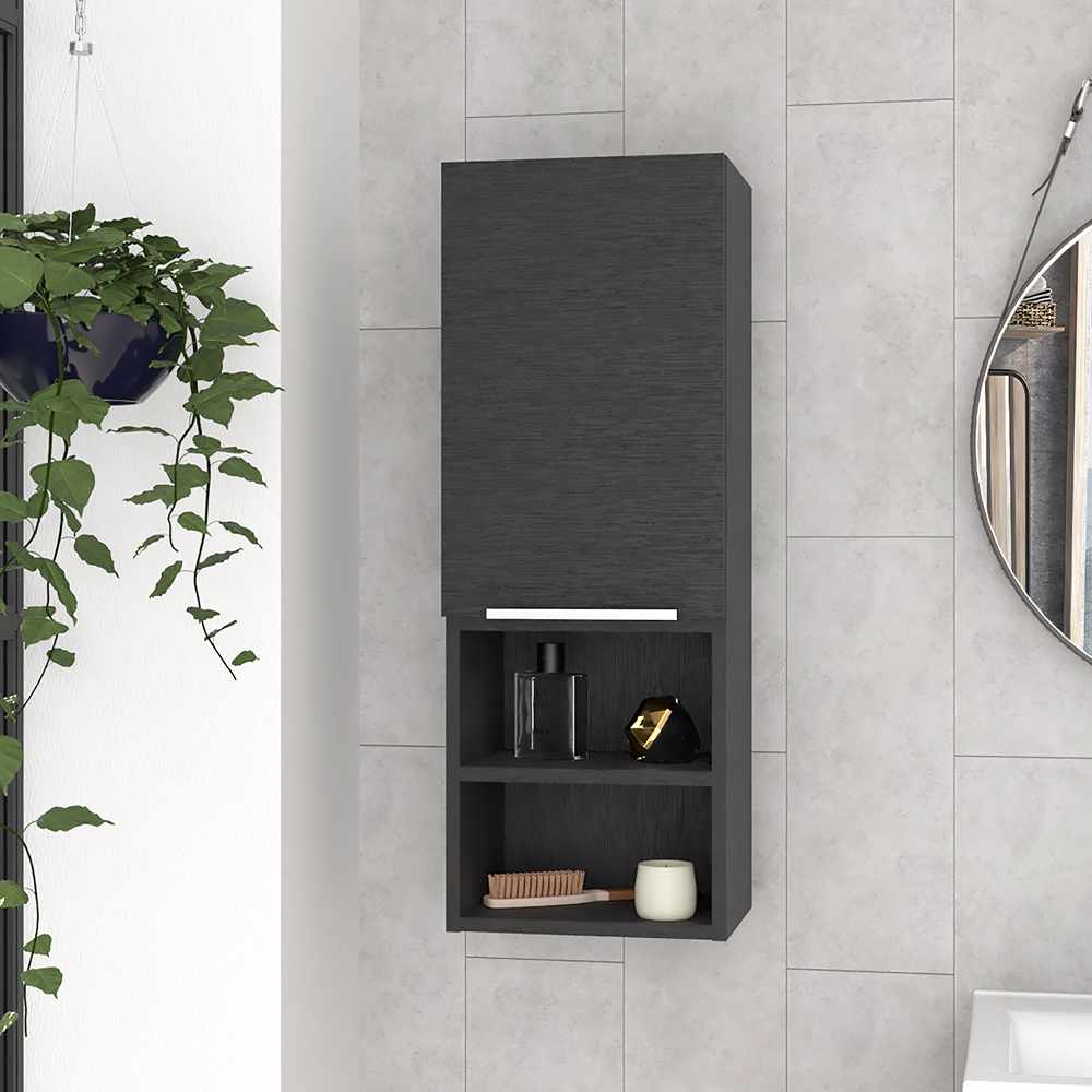 Gabinete de Baño Rectangular Operative Wengue 30x82cm sin Espejo y con Una Puerta - Muebles para Baño | Bylmo