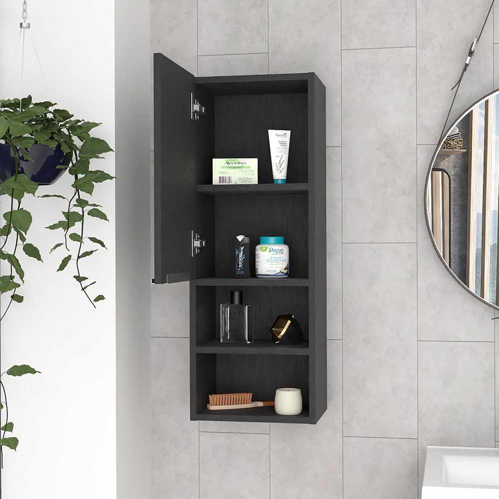 Gabinete de Baño Rectangular Operative Wengue 30x82cm sin Espejo y con Una Puerta - Muebles para Baño | Bylmo