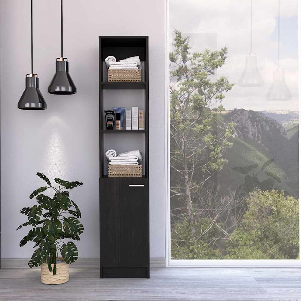 Mueble Auxiliar Practice Wengue 33x162cm sin Cajones y con Dos Entrepaños - Muebles para Baño | Bylmo