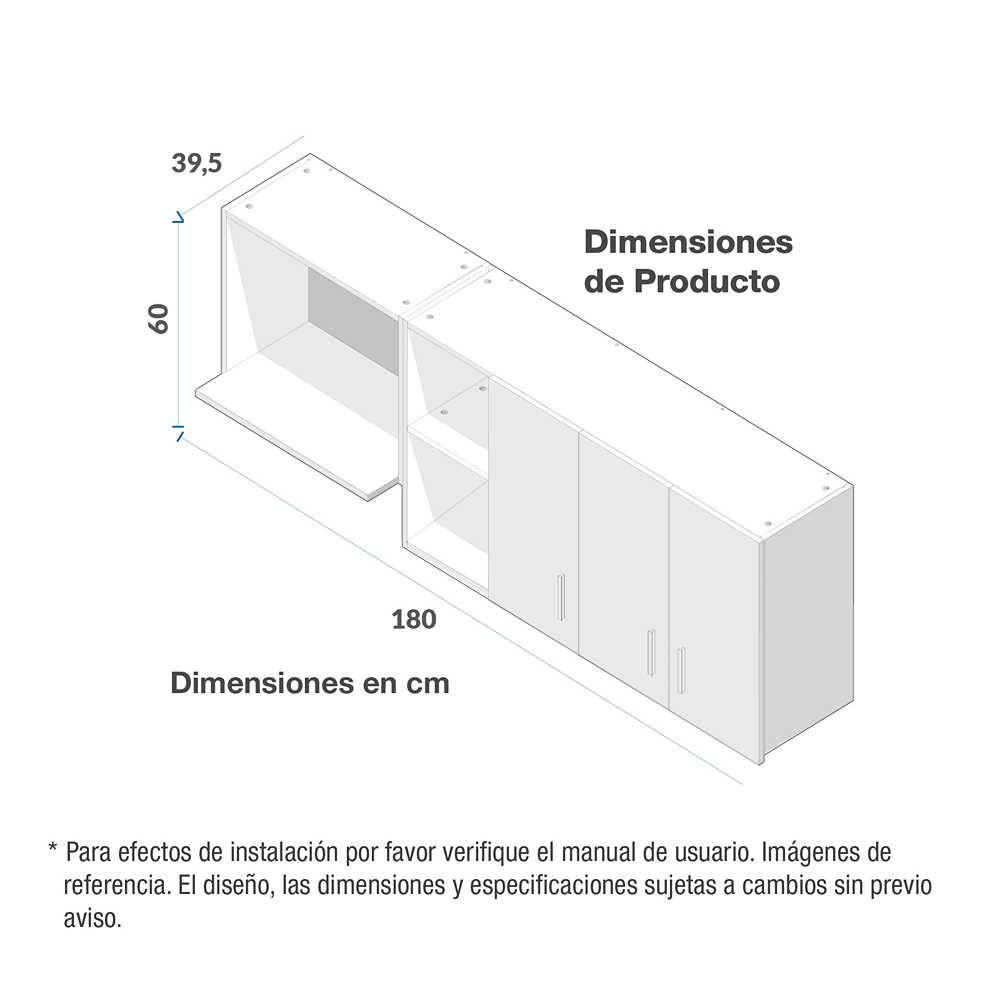 Mueble Superior con Tres Puertas Axat Amber 180 cm - Muebles Superiores | Bylmo