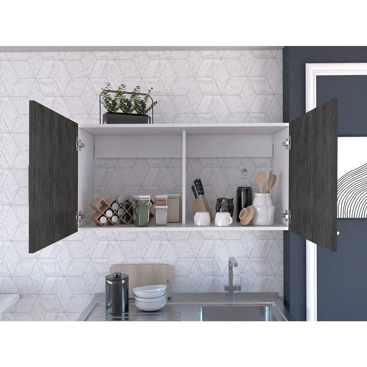 Mueble Superior de Cocina Napoles Roble gris 100x49cm sin Entrepaños y con Dos Puertas - Muebles Superiores | Bylmo