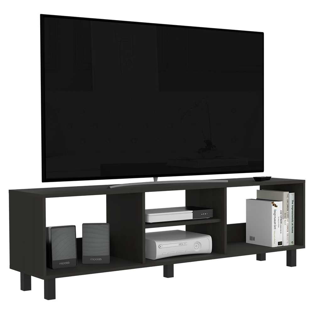 Rack de TV Tunez Wengue 160x160cm Para TV Hasta 70 Pulgadas sin Cajones y con Patas - Muebles de TV | Bylmo