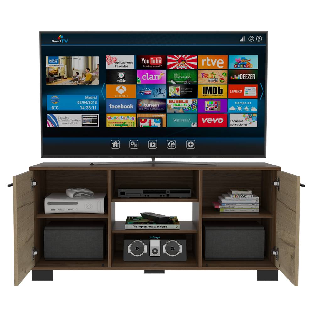 Rack de TV Marsella Gales 123.3x56.7cm Para TV Hasta 50 Pulgadas con Dos Cajones y con Patas - Muebles para TV | Bylmo